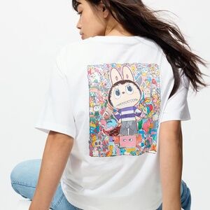 NWT Pop Mart Labubu Shirt WHITE Womens Tee Top Small Daughter Gift Colorful Cute